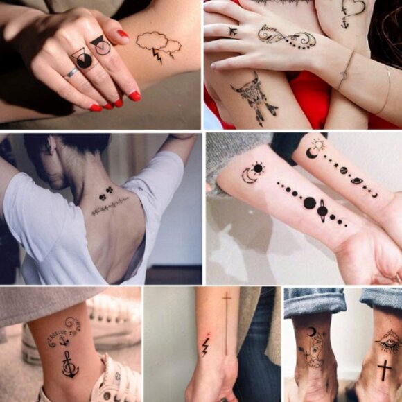 Temporary Tattoos Small Body Art Waterproof Stickers Black Party Favors Costumes - Picture 8 of 10